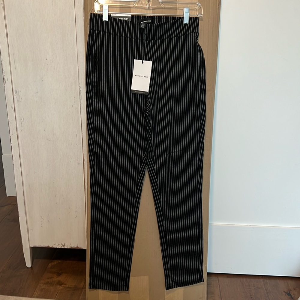 Women’s stretch pin stripped pants.